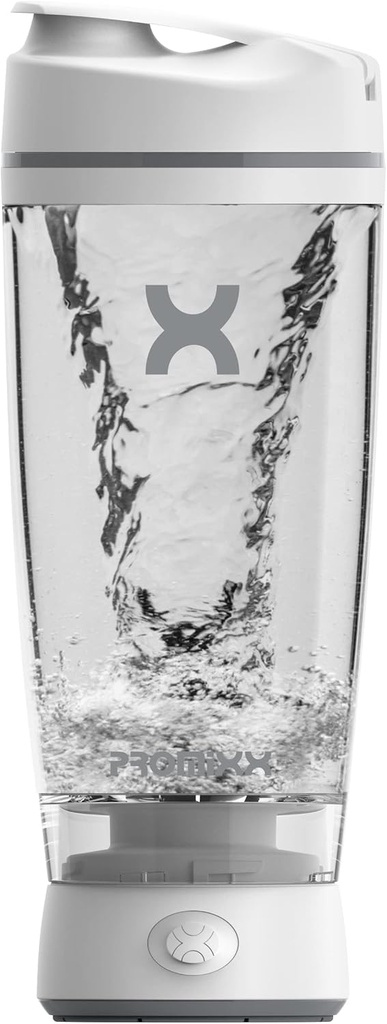 Promixx Originálna fľaša Shaker - Batéria-poháňaná pre hladké proteíny Shakes - BPA Free, 20oz Cup (biela)