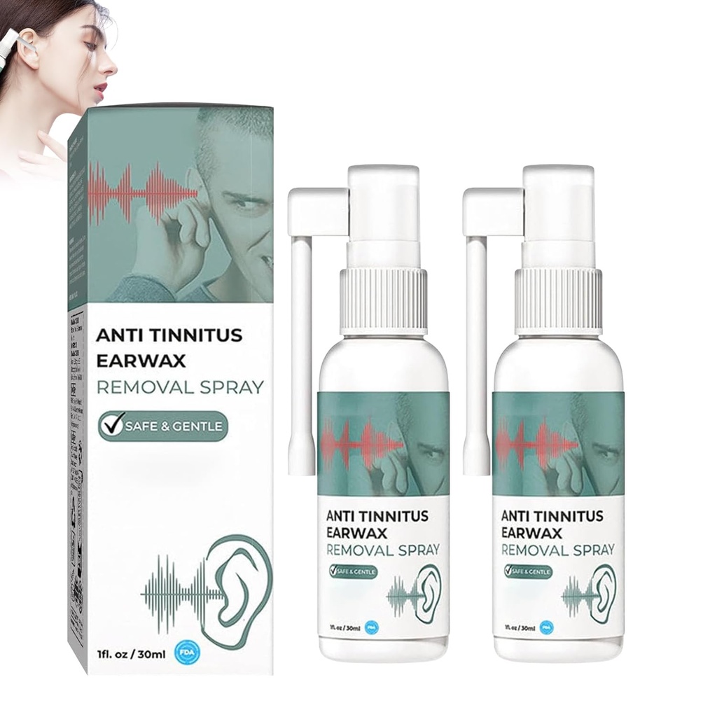 Vypočutie Reštauračný sprej, Anti Tinnitus Earwax odstránenie sprej, Earwax čistenie sprej, Tinnitus sprej pre ucho (2PCS)
