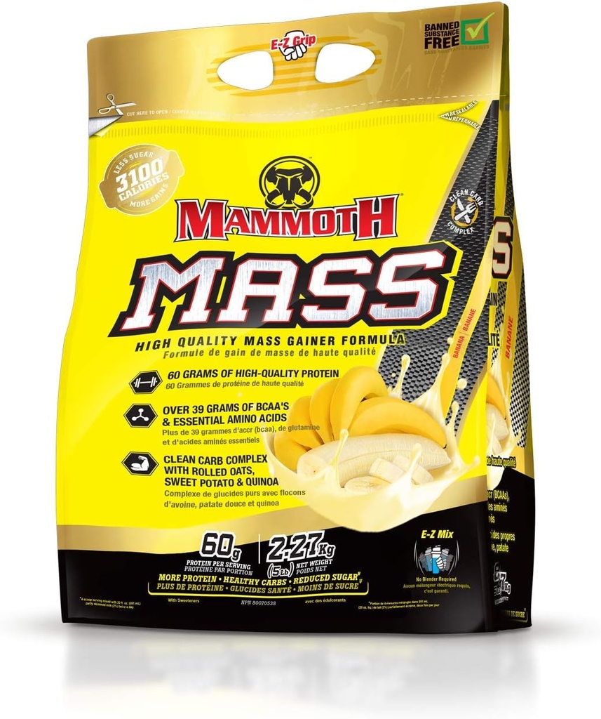 Interactive Nutrition Mammoth Mass Supplement, 5 lbs, Banana, 2,2kg Banana
