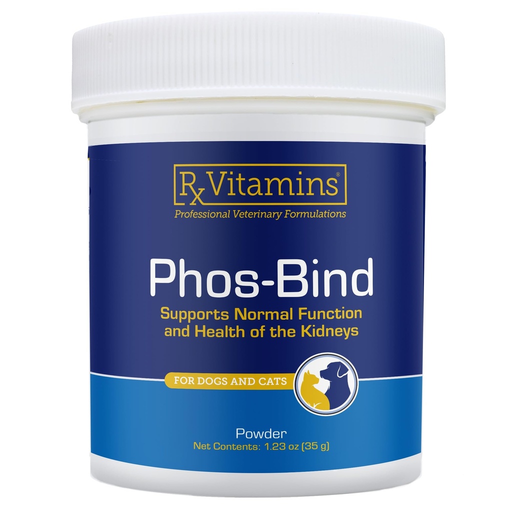 Rx Vitamíny Phos-Bind - Podpora obličiek doplnok prášok - Fosfát Binder pre mačky a psy pre zdravie obličiek - podporuje normálne obličky čistenie a základné starostlivosti o obličky - 35g