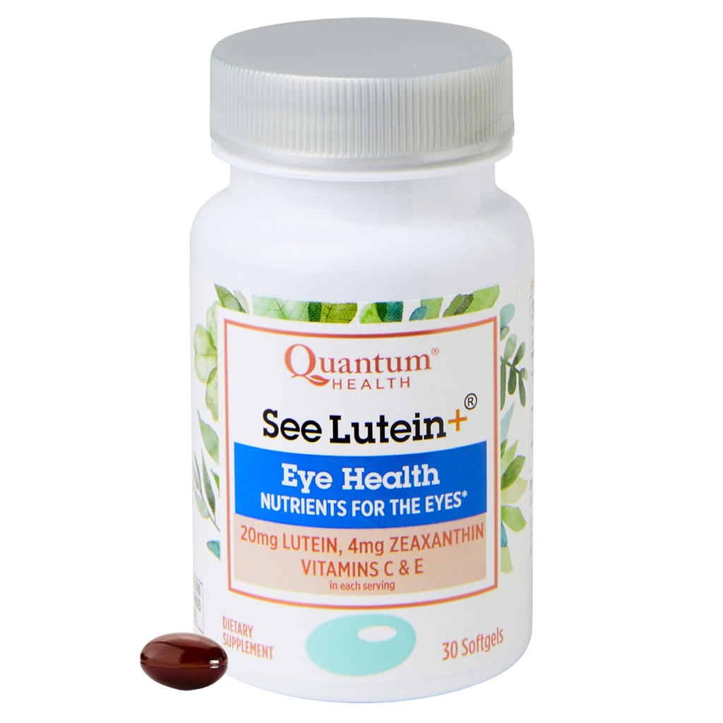 Quantum Health See Lutein+ Eye Care Supplement Helps Support Celkové zdravie očí Ako ste veku - lutein 20mg Zeaxantin Plus Vitamíny C & E Denná výživa pre ženy a mužov - 30 Softgels