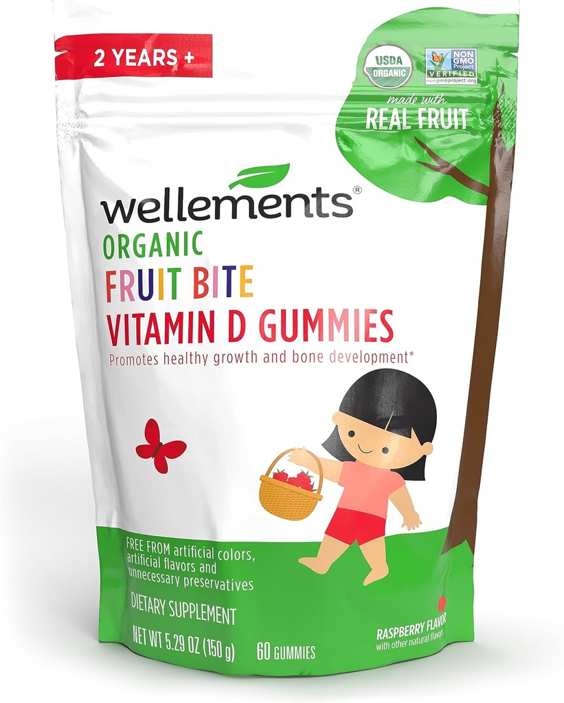 Wellements Organic Fruit Bite Vitamín D Gummies 