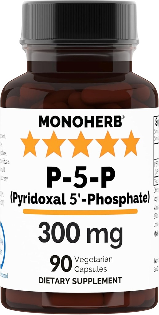 MONOHERB pyridoxálny 5-fosfát 300 mg - 90 Vegetariánskych kapsúl - P5P Aktivovaný vitamín B6 - vysoko biologicky dostupný