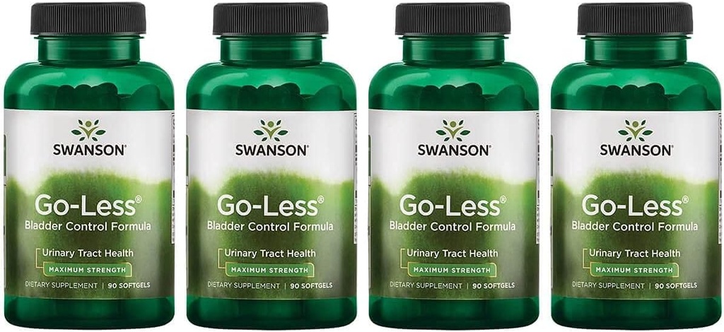 Swanson Go-Less Bladder Control Formula - Podporuje močové tract zdravie a zdravý močový mechúr podpora - Prírodné doplnky pre dospelých s tekvicovým semenom extrakt - (90 Softgels) 4 balenie