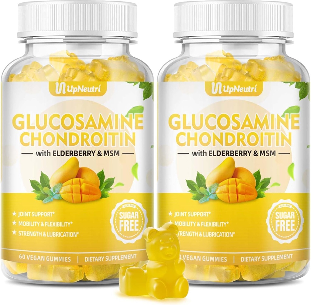 Glukozamín bez cukru Chondroitín Gummy, extra sila 1500 mg Glukozamín s chondroitínom MSM a bazami a kurkumou, Spoločná podpora doplnok pre mužov a ženy pohybovať voľný kĺb zdravie