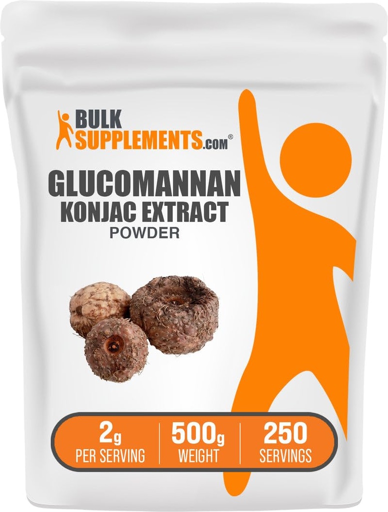 BulkSupplements.com Glucomannan Powder - z Konjac Root Extract Powder, Glucomannan Supplements - Gluten Free, 2g per Serving, 500g (1,1 lbs) (Pack of 1)