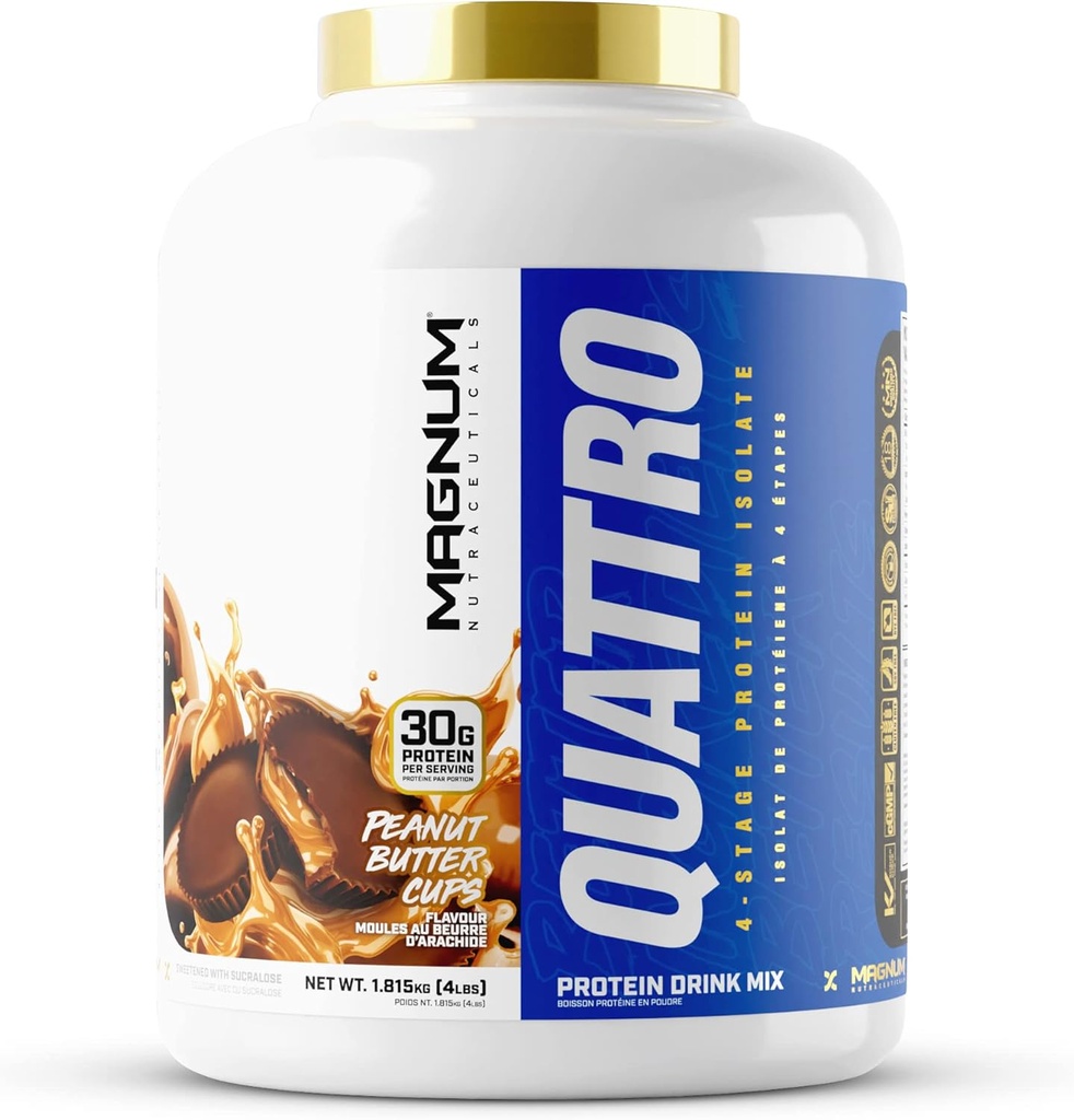 Magnum Nutraceuticals Quattro Whey Protein Powder, Arašidové maslo Cup 4lb 
