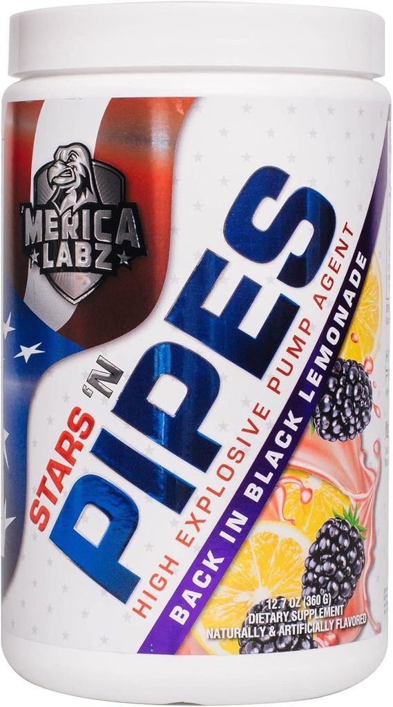 'Merica Labz Stars 'N potrubia vysoko výbušné čerpadlo Agent, stimulant-free, 6G L-Citrulín, 20 servírovanie (späť v čiernej limonády)