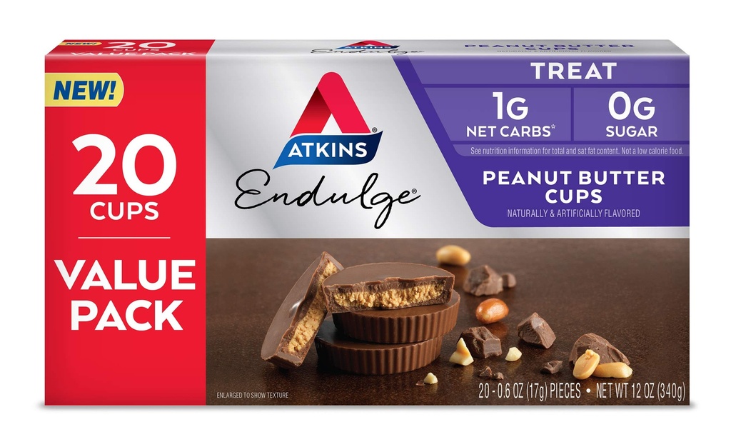 Atkins Endulge Butter Cup, Dessert Favorite, Low Carb, 0g Sugar, 20 Count