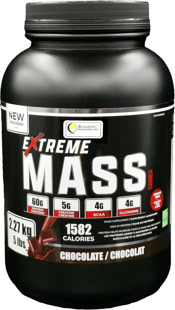 Extreme Mass Gainer Muscle Builder, 5 libier (2,27 kg) Nízka vysoká cukor kalórií pre intenzívne cvičenie