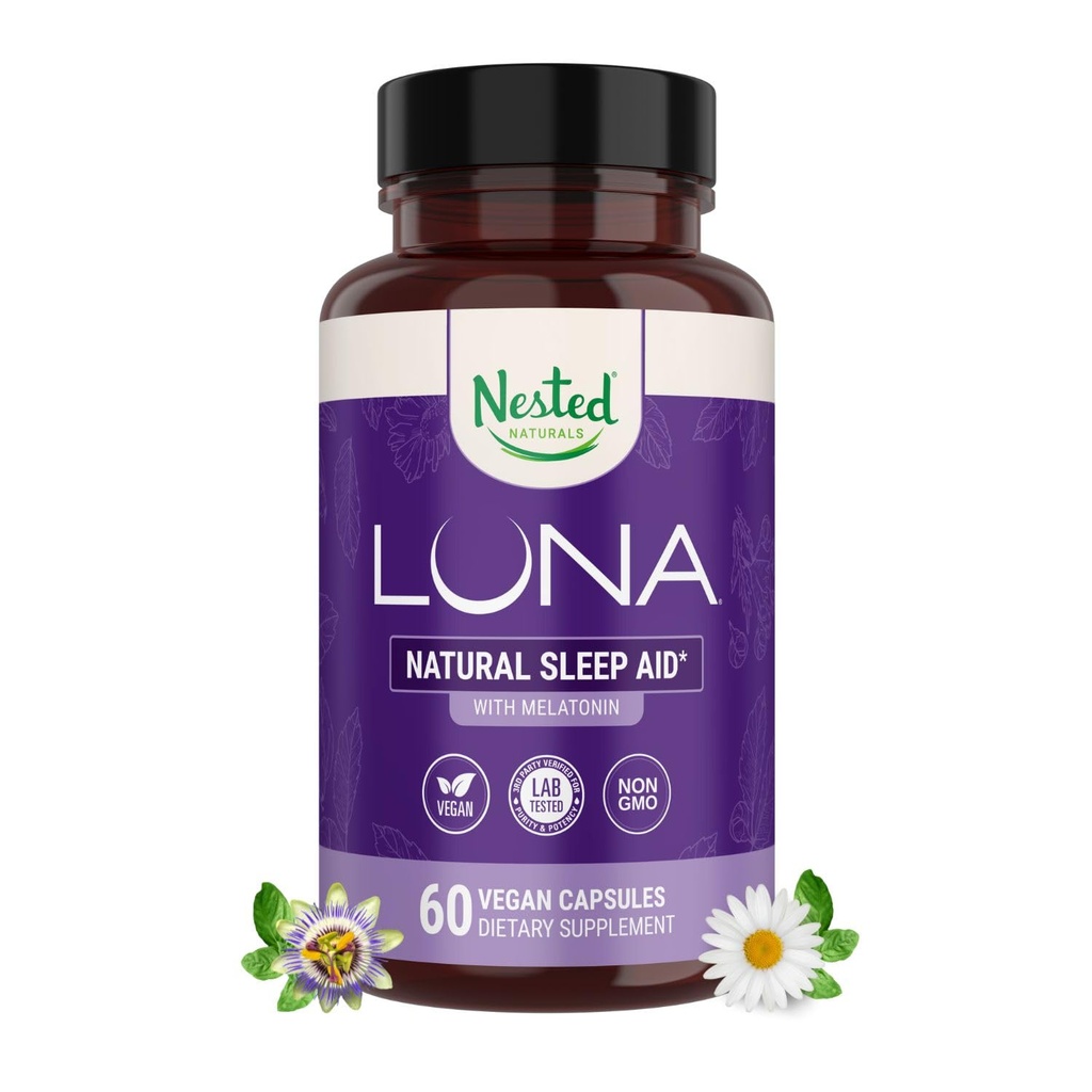 Uhlie Naturals Luna Sleep Aid - Non-Habit Forming Natural Sleeping Pills pre dospelých s prirodzeným zdrojom zložiek - Valerian Root, Melatonin, Kamilka, citrónový balzam, a viac - 60 Vegan Kapsule