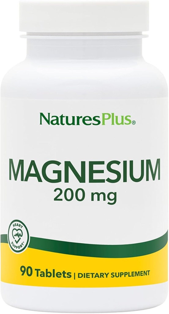 NaturesPlus Magnesium - 200 mg, 90 Tablets - Vegetarian, Gluten Free - 90 Servings