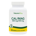 NaturesPlus Cal/Mag - 90 Vegetariánske tablety - 500 mg vápnika & 250 mg horčíka - 90 dávok
