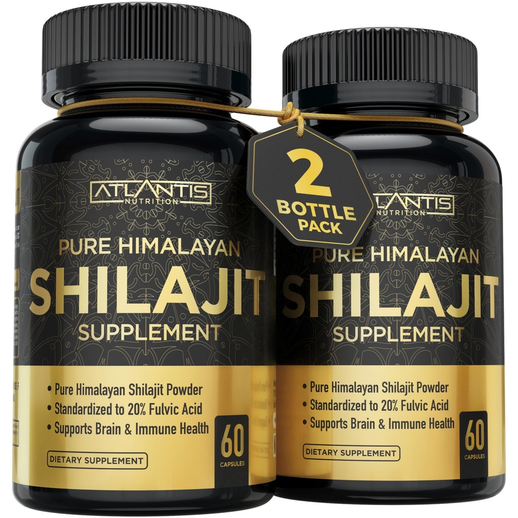 Atlantis Nutrition Himalayan Shilajit Kapsule Formulované s 20% Fulvic Acid 1000MG Per Serving 10:1 Extract 