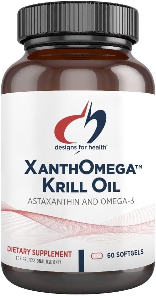 Designs for Health XanthOmega - Krill Oil with 12mg Astaxantin - Antioxidant, Fosfolipidy + EPA/DHA Omega 3 - Kardiovaskulárne, koža + Očné zdravotné doplnky (120 Softgels)