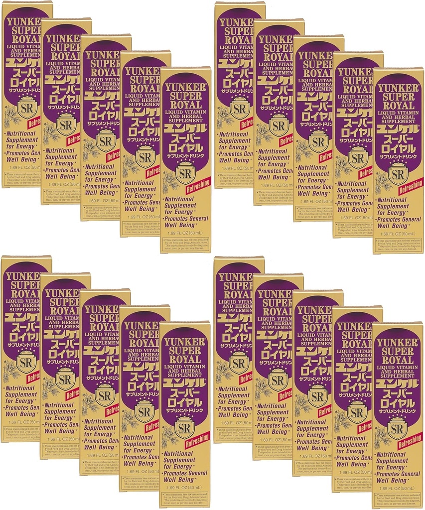 Super Royal, Tekutý vitamín a bylinné doplnky, Nergy Bylinné doplnky, Bylinné energie Boost, Znižuje fyzickú únavu a únavu, 1,69 Fl oz, Made in Japan (Pack of 20)