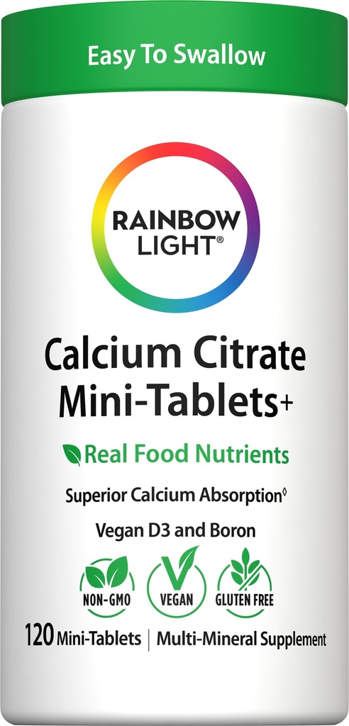 Rainbow Light Citrate Tablety s vitamínom D, Dietary Supplement Poskytuje vysoko-Potencie Bone Health Podpora, s vápnikom a vitamínom D, Vegetariánom a bez lepidla, 120 Počet