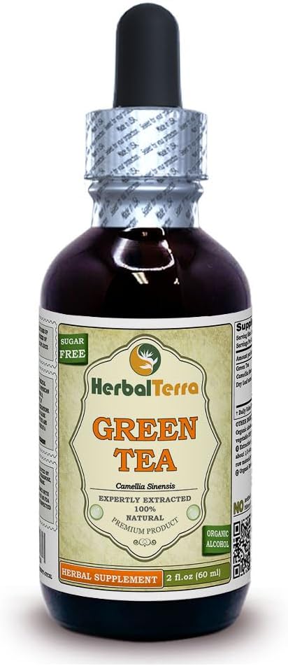 Bylinný terra LLC Zelený čaj (Camellia Sinensis) Tinktúra, Organicky sušené listy tekutý extrakt 2 oz