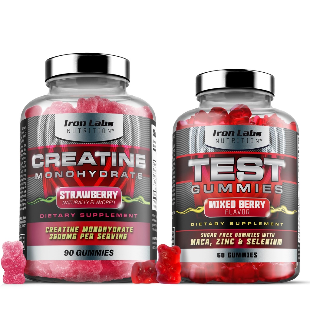 Muscle Gummy Bundle - Creatine Monohydrate Gummies & Testo Gummies for Men - Advanced Bundle