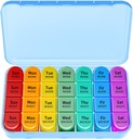 Týždenný Organizátor pilulky, Travel Pill Box Prípad (7-Deň / 4-Times-A-Day) s veľkými oddeleniami držať hojnosť rybích olejov, vitamíny, ranné poludnie nočné medikácie dispenser (modrá)