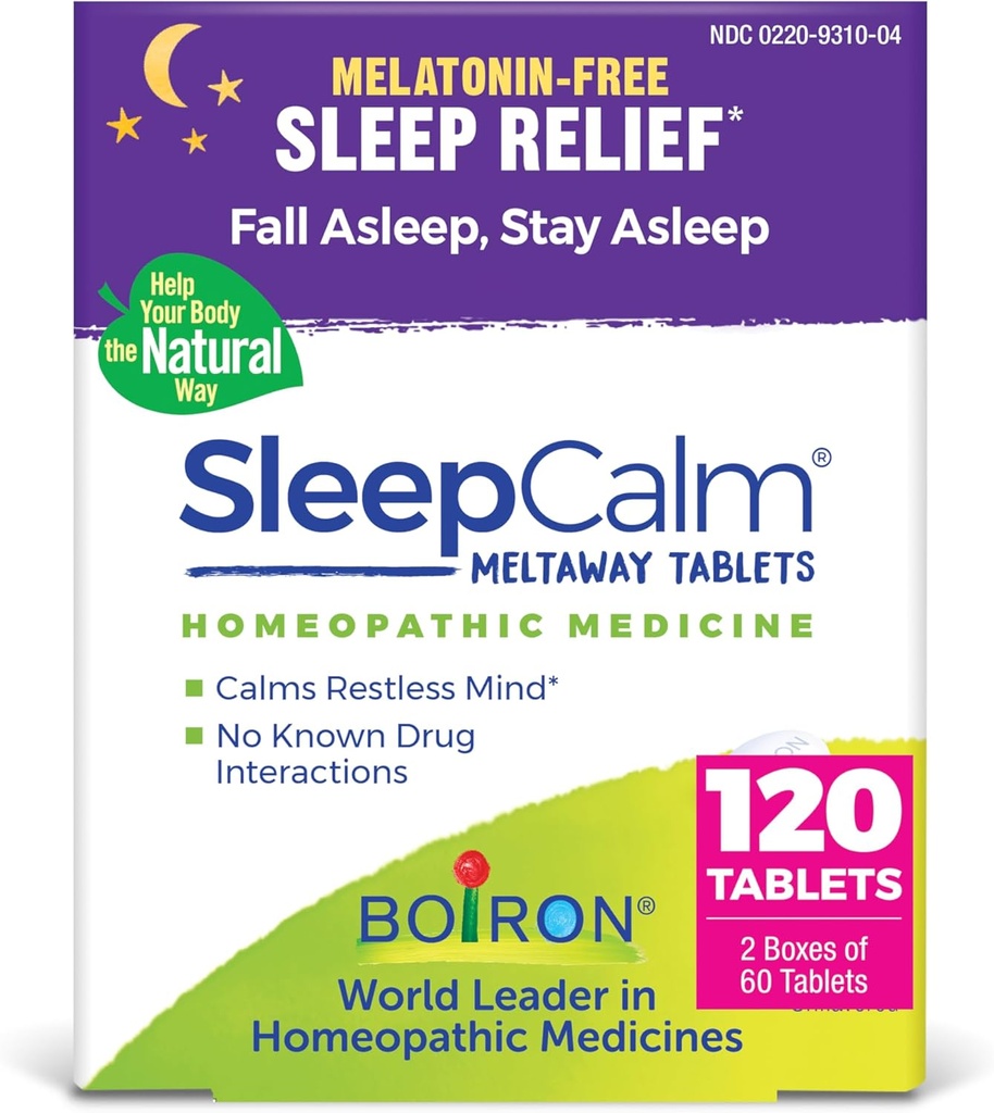 Boiron SleepCalm Sleep Aid pre hlboké, relaxačné, Restful Nighttime spánok - Melatonín-free a Non Habit-Forming - 60 Počet (Súbor 2)