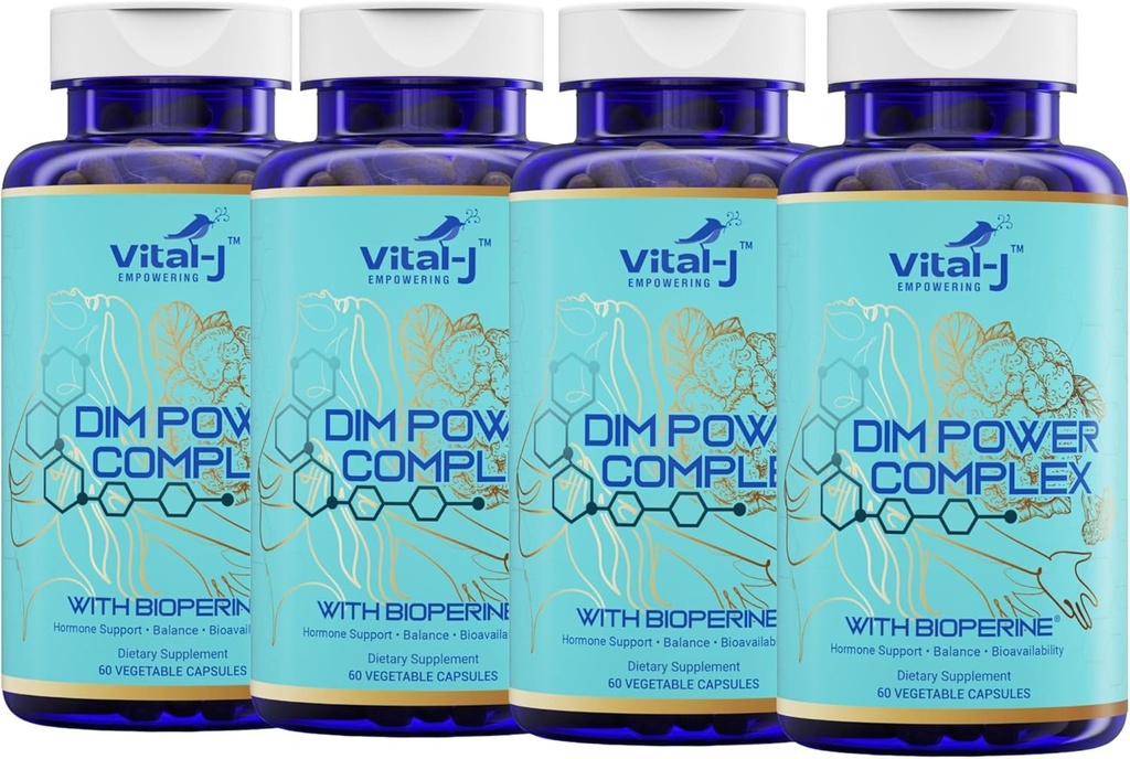 4-in-1 DIM Potent Complex 300mg - Estrogen Balance and Metabolizmus, Energy & Menopauza Suplement with Bioperine (x4), Calcium and Brokolica Extract - for Women and Men 120 Servings