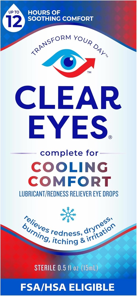 Clear Eyes Cooling Comfort Relief Eye Drops, 0,5 Fl Oz