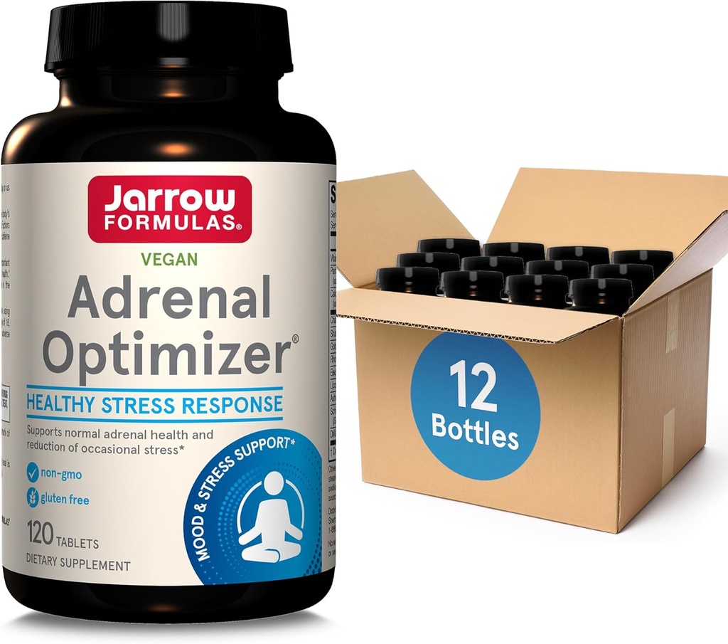 Jarrow Formuly Adrenal Optimizer s Ashwagandha, harmančeka a extraktu Schizandra, podporuje zníženie príležitostného stresu, 120 Vegan Tablety, 60 Day Supply (Pack OF12)