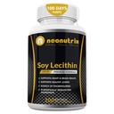 Sójový lecitín kapsuly 1200 mg (jeden deň, 100 Softgels) Imunitná podpora Supplement bohatá na fosfolipidy podporuje metabolizmus, mozog a srdce zdravie a bunky funkcie vyrobené v USA Non-GMO Neonutrix
