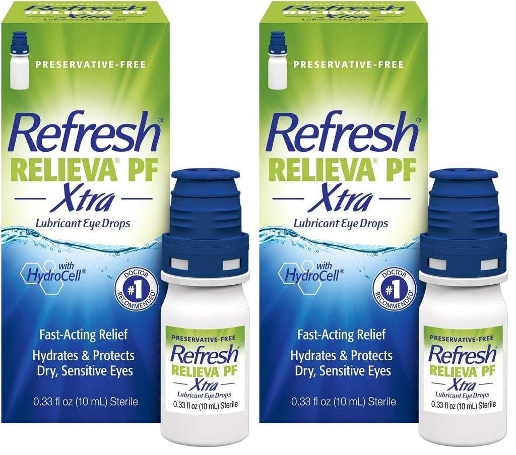 Refresh RELEVA PF Xtra Conservative-free umelé slzy Očné kvapky Lubricant, 2x0,33 fl oz (20 ml), 2 Počet