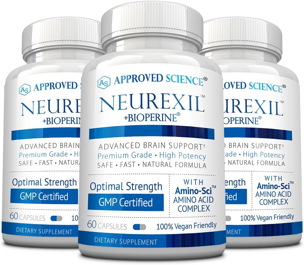 Schválená veda Neurexil - Prírodná nootropný podpora s DMAE - Zvýšiť funkciu mozgu, Sharpen Clarity, Boost Memory - L-Tyrosine, Ginkgo Biloba, Huperzine A, BioPerine - 3 mesiace dodávky