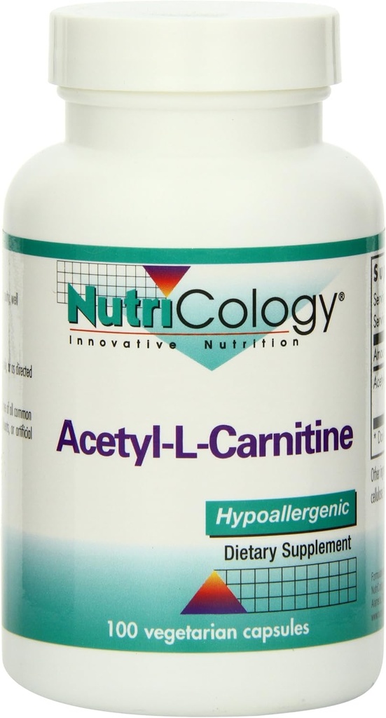Nutricology Acetyl-L-karnitín 500mg Doplnok - Metabolizmus a podpora energie, ALC, Free Form Amino Acid, Vegetarian Kapsule - 100 Počet