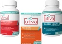 15% Bundle Utiva Cranberry PACs Supplement for Urinary Tract Health 30 Vegi Capsule + Utiva Probiotic for Gut and Urinary Tract Health 30 Melayed Release Vegi Capsule + Utiva Bladder Health 60 Capsule