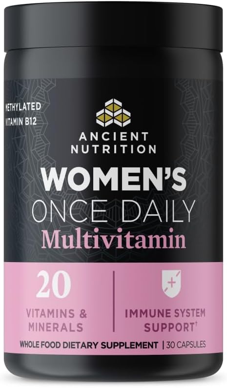 Staroveká výživa Multivitamín pre ženy, Raz denne doplnok, Methlyated Vitamín B, C, K2, Horčík, folát a železo, podporuje zdravie kostí, 30 Počet