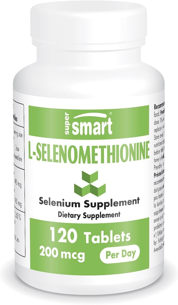 SuperSmart - L-Selenometionín 200mcg za deň (Selenium Supplement) - vysoká absorpcia - Essential Trace Mineral 