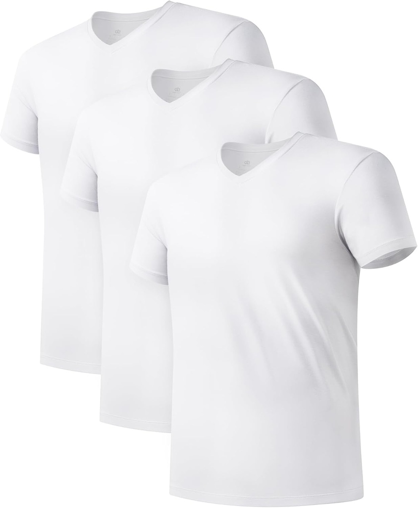 DAVID ARCHY Pánske spodné tričká Micro Modal Ultra mäkké tričká Stretch vlhkosť-Wicking Crewneck / V-Neck Tees pre mužov, 3-Pack