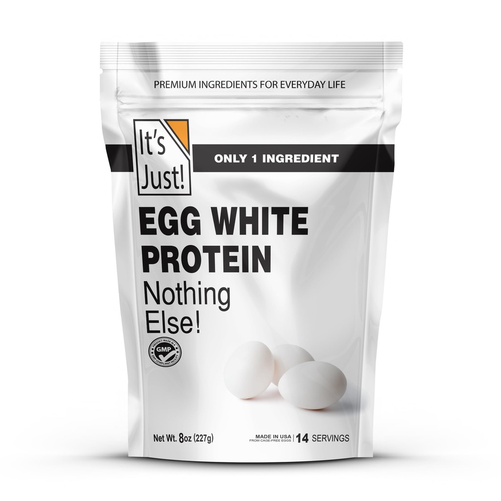 Je to Just! - Vaječný biely proteínový prášok, vyrobený v USA z Cage-Free Vajíčka, Sušené Vaječné bielka (Nechutené, 8oz)