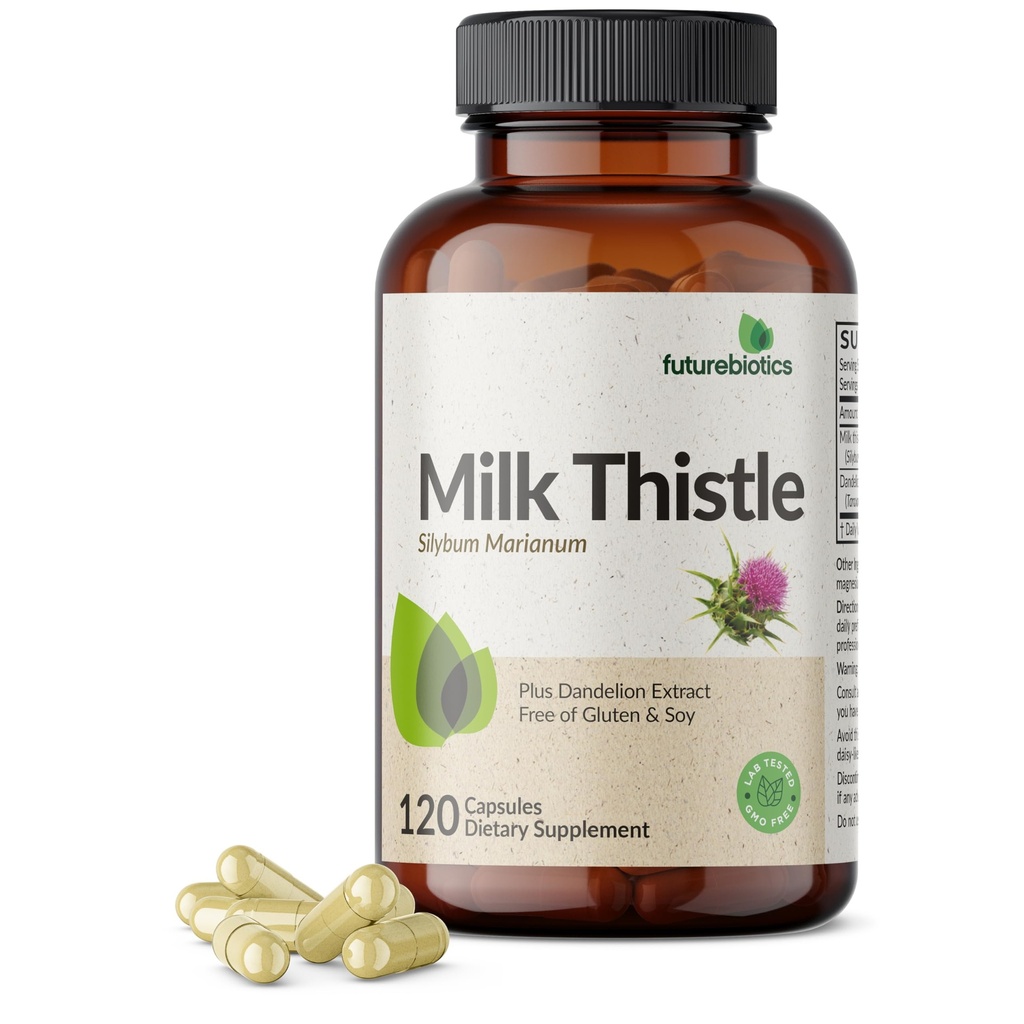 Futurebiotics Milk Thistle Silymarin Marianum & Dandelion Extract Liver Health Support, Antioxidant Support, Detox, 120 Kapsule