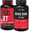 Jacked Factory N.O. XT Dodatok k oxidu dusnatého (90 kapsúl) a Nitrosigin L-Arginín Posilňovač oxidu dusnatého (90 kapsúl) pre rast svalov, čerpadlá, cievnosť a energiu