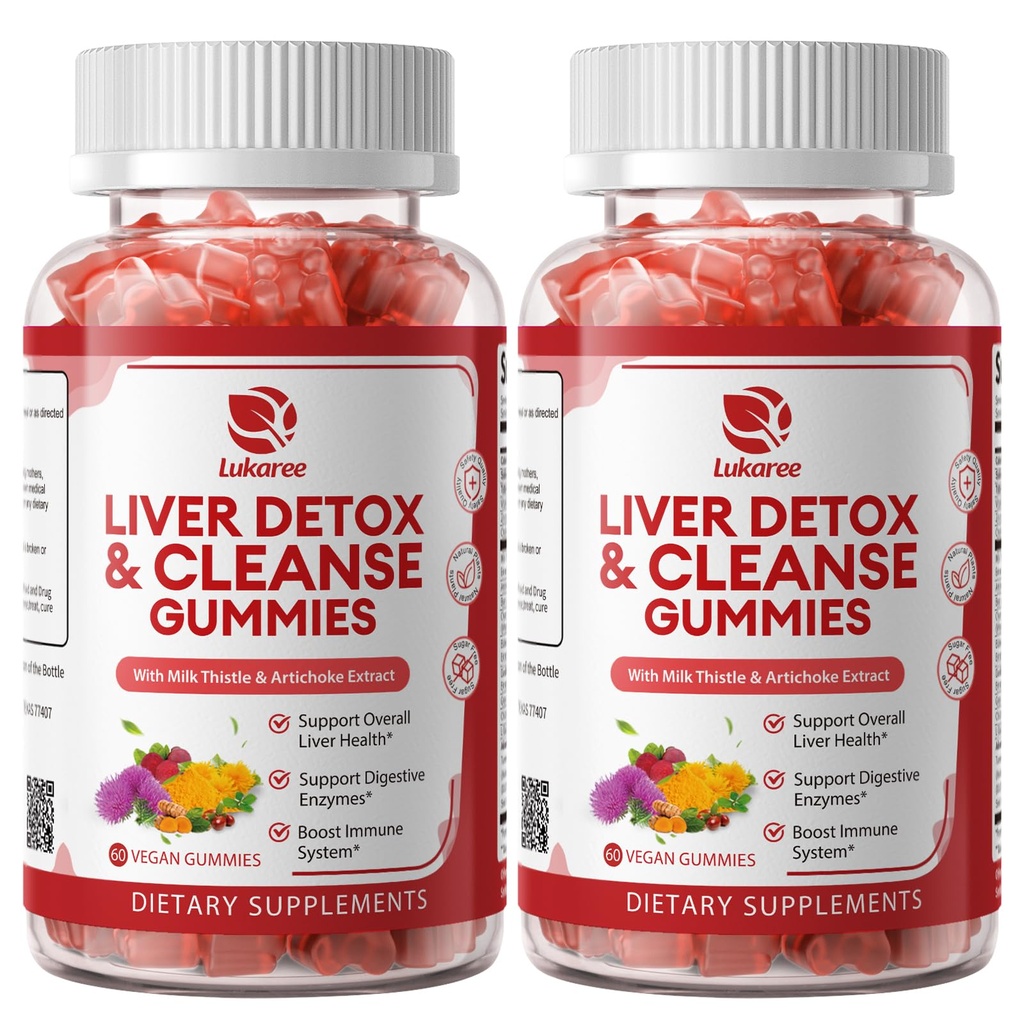 2 balenie Lukaree Pečeň čistí Detox a opravy Gummy 