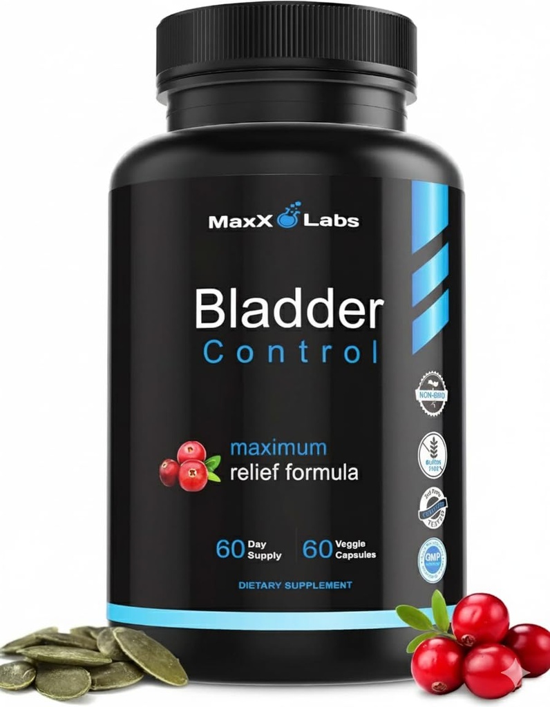 Bladder Control Supplement - Overactive Bladder Control Pills - Silný zmes tekvicového oleja, brusnicového extraktu a vitamínu D3 - infekcia močových ciest liečba pre ženy a mužov - 60Ct