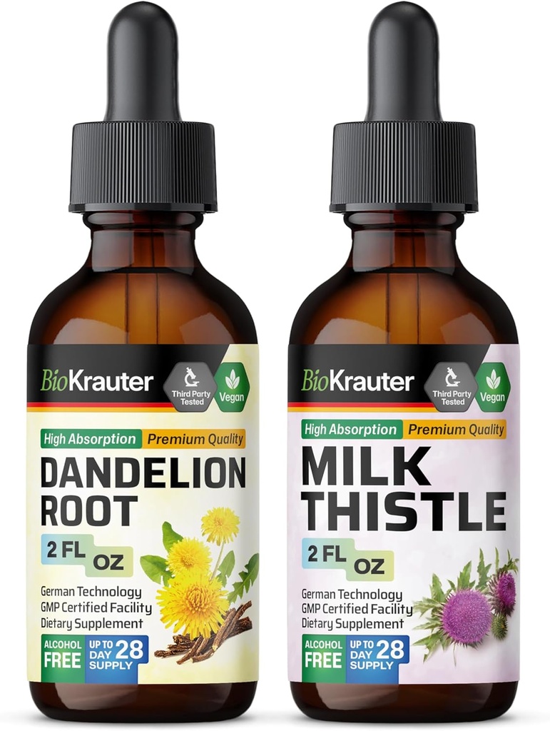 BIO KRAUTER Dandelion Tincture 2 Fl. Oz. & Milk Thitle Tincture 2 Fl. Oz.