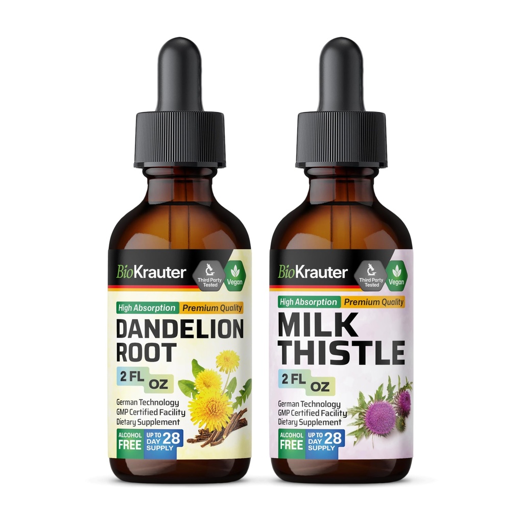 BIO KRAUTER Dandelion Tincture 2 Fl. Oz. & Milk Thitle Tincture 2 Fl. Oz.