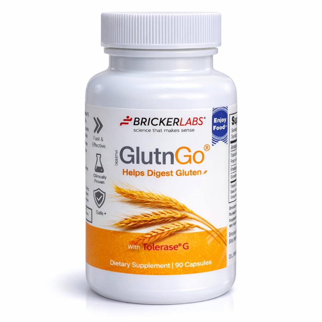 Bricker Labs GlutnGo s Tolase G 100mg Digestion Supplement for Gluten Intolerance, klinicky preukázané, že pomôcť Digest Gluten, rýchle, efektívne a bezpečné trávenie pomoc, 90 Kapsule