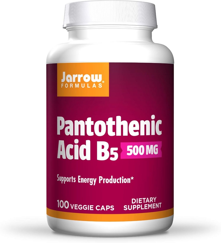Jarrowove vzorce Kyselina pantoténová B5 500 mg - 100 Veggie Caps - Essential B Vitamín - Podpora výroby a metabolizmu energie - 100 porcií, balenie po 3