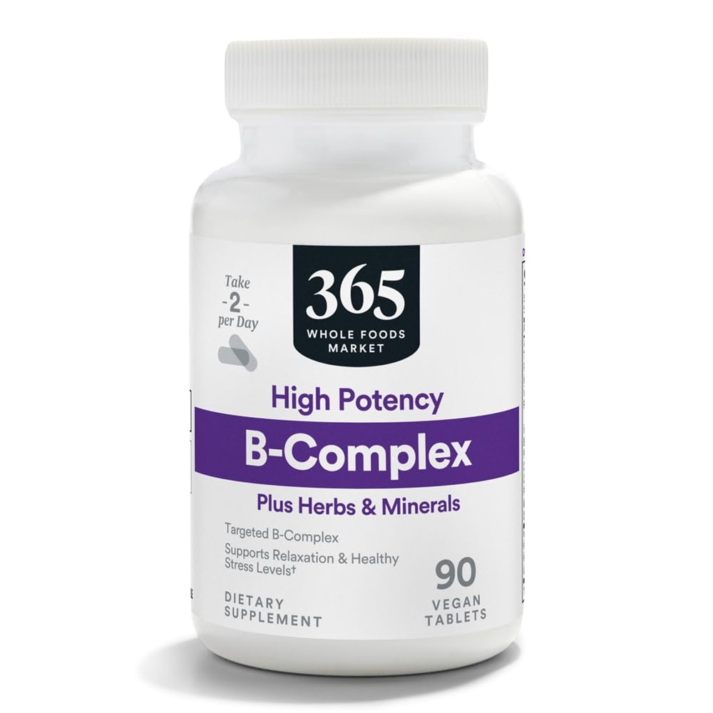 365 podľa celopotravinárskeho trhu, komplex s vysokým obsahom vitamínu B s bylinkovou podporou, 90 CT