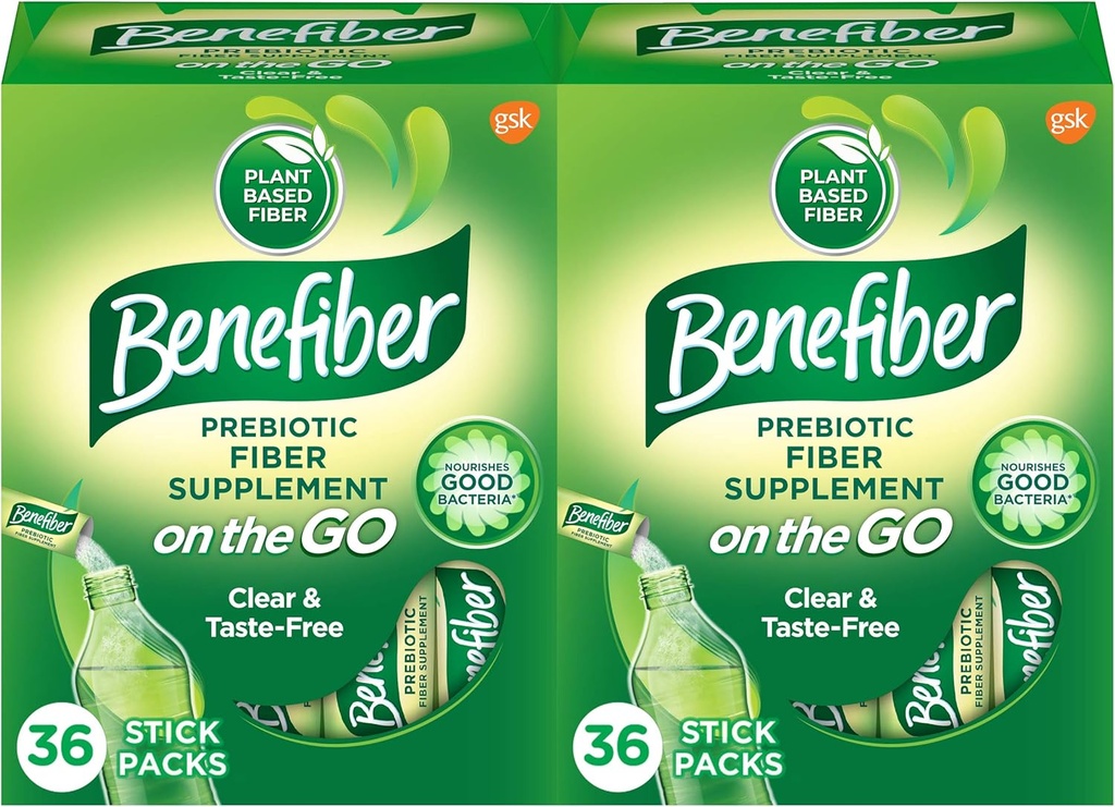 Benefiber na Go Prebiotické Fiber Supplement prášok pre trávivé zdravie, denný prášok, neochutené Stick balenia - 36 Sticks (Stock of 2)