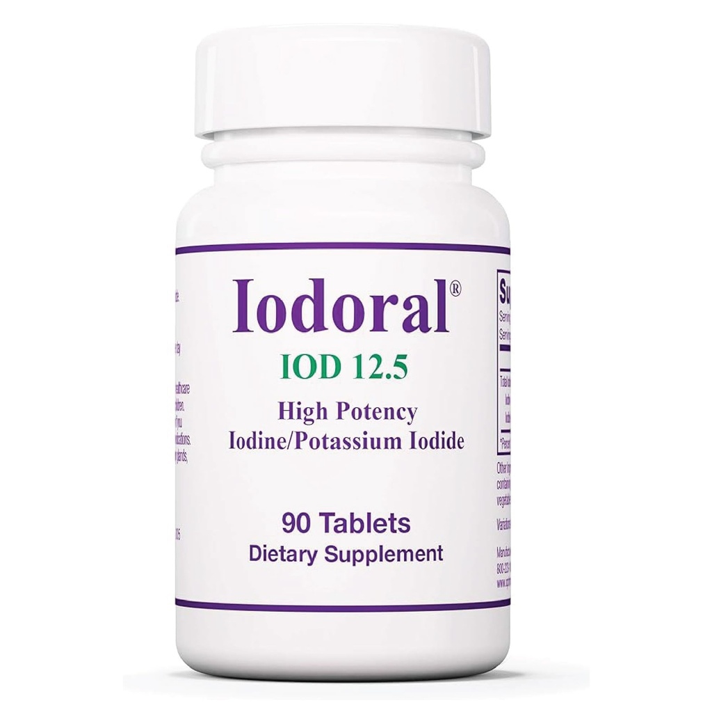 Optimox Iodoral 12,5 mg Supplement - Iodine Supplement, Thyroidal Support for Women and Men, Lugol Solution Pills, Draseline Iodide Tablets, Daily Mineral Complex - 90 Count