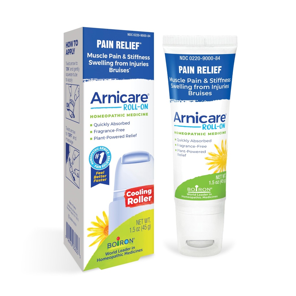 Boiron Arnicare Roll-On pre úľavu od bolesti kĺbov, svalovej bolesti, svalovej bolesti, a opuch z modrín alebo zranenia - Chladiace kovové koliesko a Fragrance-free - 1,5 oz
