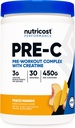 Nutricost Pre-C pre-Workout komplex s kreatín (Peach Mango 